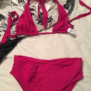 Pink high waisted bikini